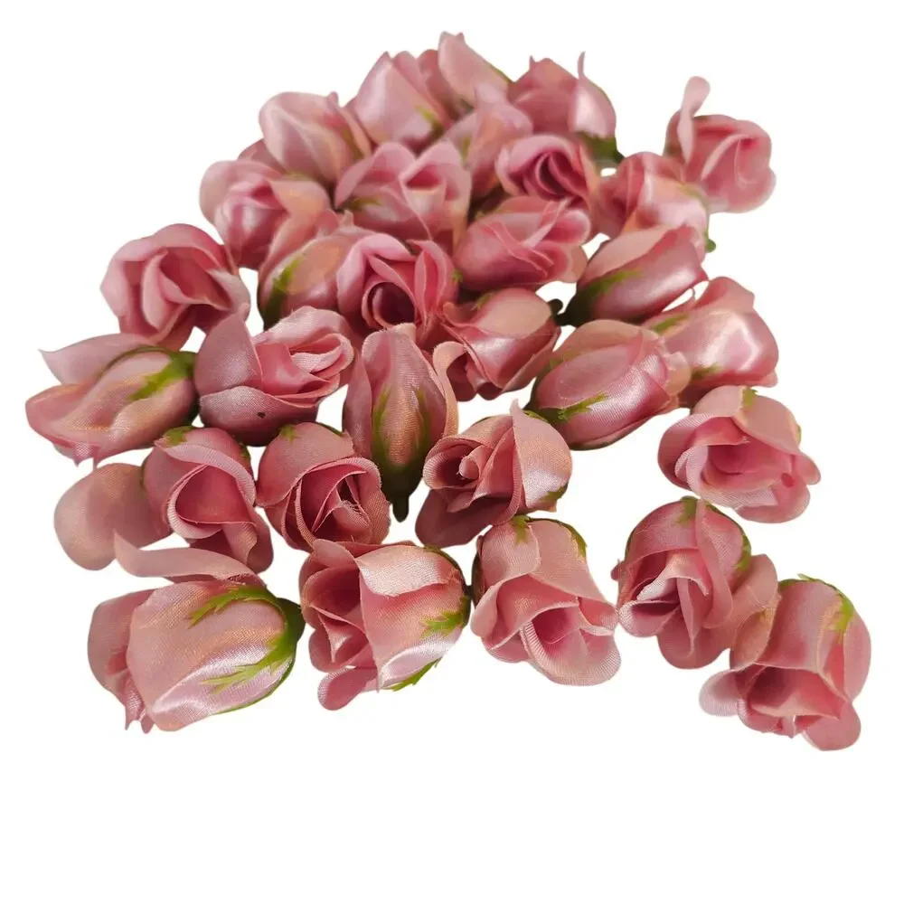 50 Pink Satin Rose Buds Stemless Wedding Floral Craft DIY 2 inch Flowers